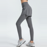 Wholesale Upto 4XL Plus Size High-Waisted Skirted Running Leggings for Women, Lifestyle Exercise Pants with Breathable Skirt Cover and Side Pocket