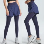 Wholesale Upto 4XL Plus Size High-Waisted Skirted Running Leggings for Women, Lifestyle Exercise Pants with Breathable Skirt Cover and Side Pocket