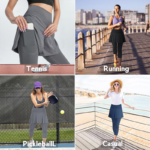 Wholesale Upto 4XL Plus Size High-Waisted Skirted Running Leggings for Women, Lifestyle Exercise Pants with Breathable Skirt Cover and Side Pocket