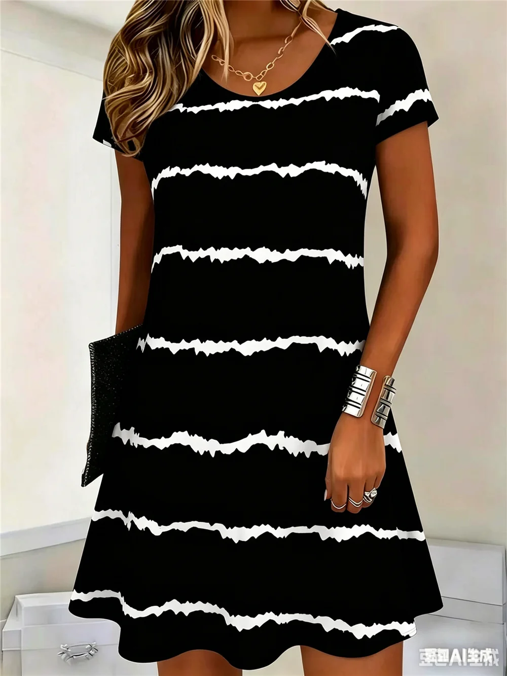 Women Fashion Striped Mini Dresses Summer Short Sleeve 3d Printed Street Ladies Dress 3XL Plus Size Loose Casual Dress Women Fashion Striped Mini Dresses Summer Short Sleeve 3d Printed Street Ladies Dress 3XL Plus Size Loose Casual Dress