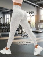Women High Waist High Elasticity Seamless Sports Leggings With Jacquard Leopard Print Yoga Women Pants All Seasons Sports Pants