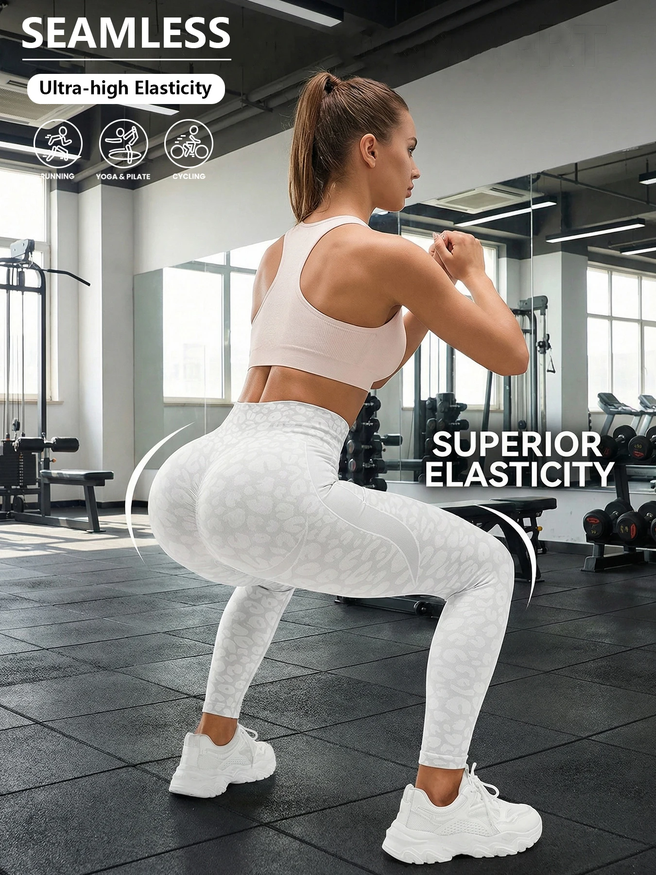 Women High Waist High Elasticity Seamless Sports Leggings With Jacquard Leopard Print Yoga Women Pants All Seasons Sports Pants Women High Waist High Elasticity Seamless Sports Leggings With Jacquard Leopard Print Yoga Women Pants All Seasons Sports Pants