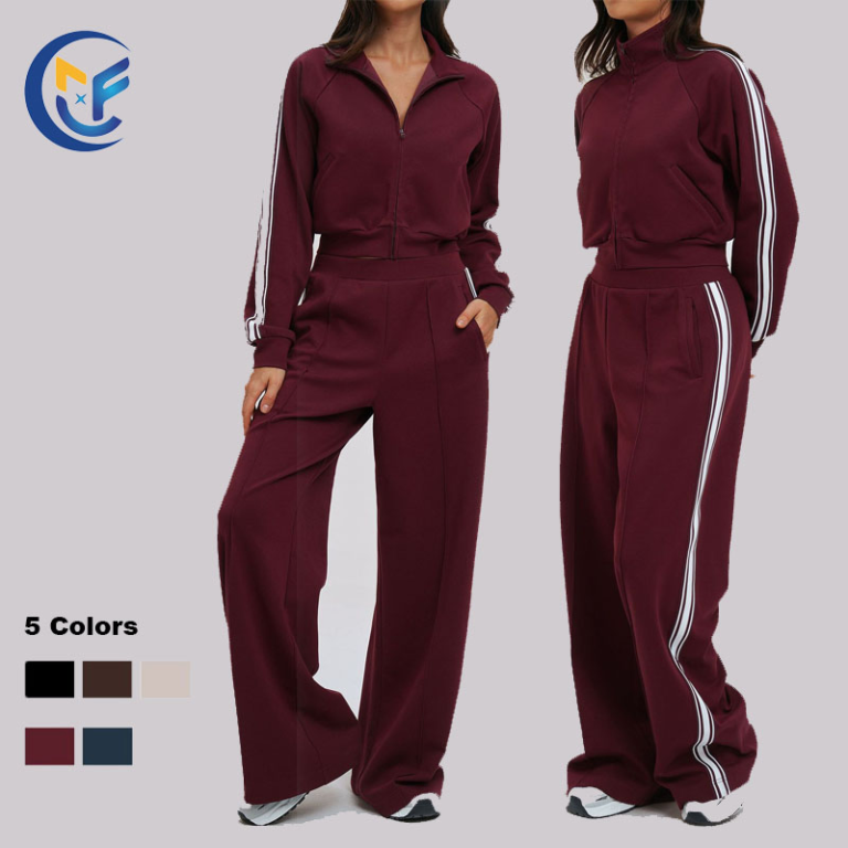 Women Sexy High Quality Gym Clothes Workout Yoga 2 PCS Set Fitness Sports Suit Zipper Jacket Tracksuit