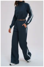 Women Sexy High Quality Gym Clothes Workout Yoga 2 PCS Set Fitness Sports Suit Zipper Jacket Tracksuit