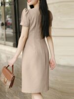 Women Smmer Dress Stylish A Line Dresses Elegant OL Work Sundress ZANZEA Fashion Short Sleeve Slim Fit Party Vestidos Female