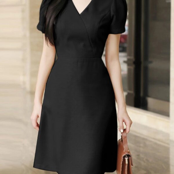 Women Smmer Dress Stylish A Line Dresses Elegant OL Work Sundress ZANZEA Fashion Short Sleeve Slim Fit Party Vestidos Female