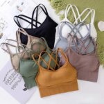 Women Tops Back Cross Strap Tank Sexy Top Push Up Running Sports Bra Breathable Soft Fitness Beauty Solid Color Yoga Bra