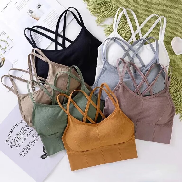 Women Tops Back Cross Strap Tank Sexy Top Push Up Running Sports Bra Breathable Soft Fitness Beauty Solid Color Yoga Bra