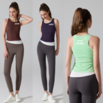 Womens Chic Ribbed Color-Blocked Exercise Tank Tops with Removable Chest Cups, Breathable Quick-Drying Versatile Sleeveless Top for Casual & Sports Wear