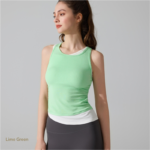 Womens Chic Ribbed Color-Blocked Exercise Tank Tops with Removable Chest Cups, Breathable Quick-Drying Versatile Sleeveless Top for Casual & Sports Wear