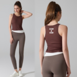 Womens Chic Ribbed Color-Blocked Exercise Tank Tops with Removable Chest Cups, Breathable Quick-Drying Versatile Sleeveless Top for Casual & Sports Wear