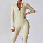 Yoga Boilersuit Long Sleeved Women's Sportswear Gym Zipper Jumpsuits Workout High-intensity Fitness One-piece Skin-tight Garment - AliExpress