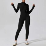 Yoga Boilersuit Long Sleeved Women's Sportswear Gym Zipper Jumpsuits Workout High-intensity Fitness One-piece Skin-tight Garment - AliExpress