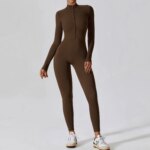 Yoga Boilersuit Long Sleeved Women's Sportswear Gym Zipper Jumpsuits Workout High-intensity Fitness One-piece Skin-tight Garment - AliExpress