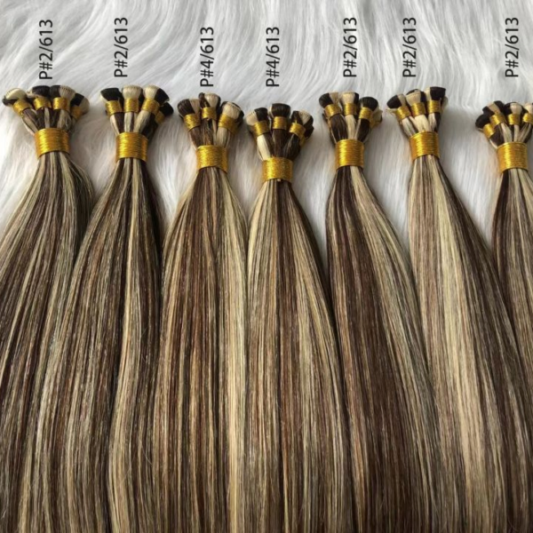 Youcai -Virgin Hair Hand Tied Genius Weft Extensions Blonde 100% Human Hair