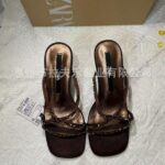 ZA Spanish summer new women's shoes brown glossy beaded rhinestone high-heeled sandals women's fashion stiletto sandals