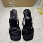 ZA Spanish summer new women's shoes brown glossy beaded rhinestone high-heeled sandals women's fashion stiletto sandals
