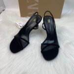 ZA's 2025 new women's shoes, low-heeled, elegant, celebrity high-heeled shoes, toe-toe shallow mouth, back-strap single shoes