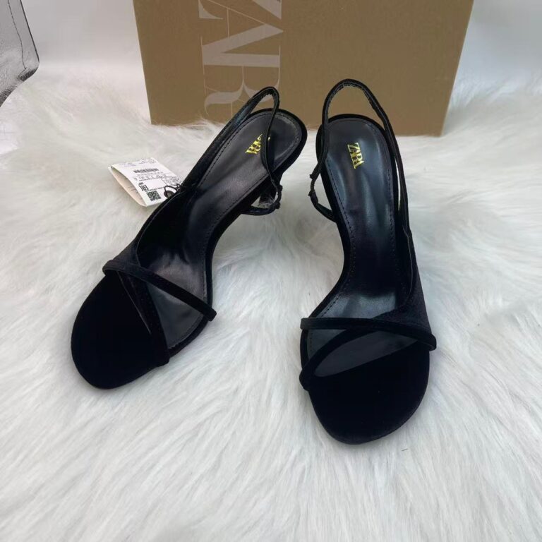 ZA's 2025 new women's shoes, low-heeled, elegant, celebrity high-heeled shoes, toe-toe shallow mouth, back-strap single shoes