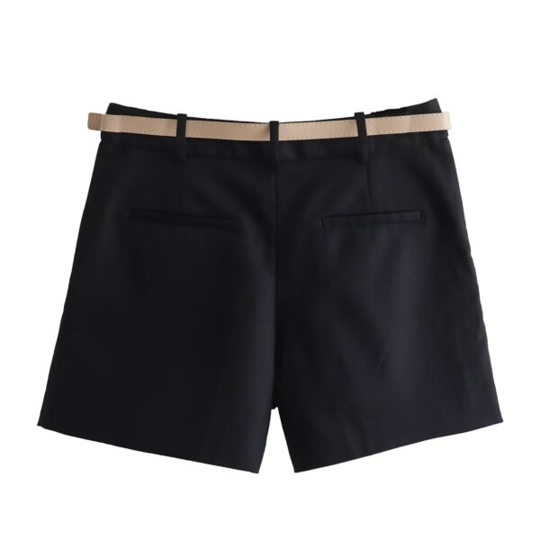 ZR Foreign Trade Wholesale European and American Style Women's Clothing Fashion Solid Color Belt High Waist Straight Casual Shorts 8372104
