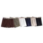 ZR Foreign Trade Wholesale European and American Style Women's Clothing Fashion Solid Color Belt High Waist Straight Casual Shorts 8372104