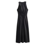 ZR foreign trade wholesale European and American style women's clothing new fashion slim silk satin texture midi dress 8372090