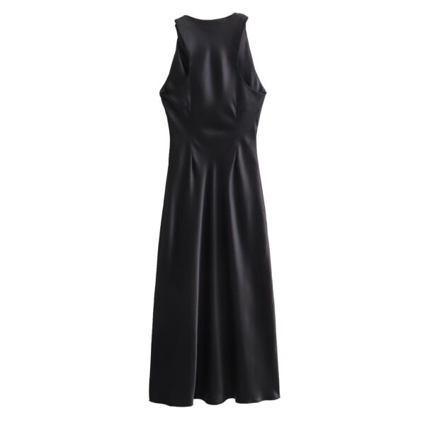 ZR foreign trade wholesale European and American style women's clothing new fashion slim silk satin texture midi dress 8372090