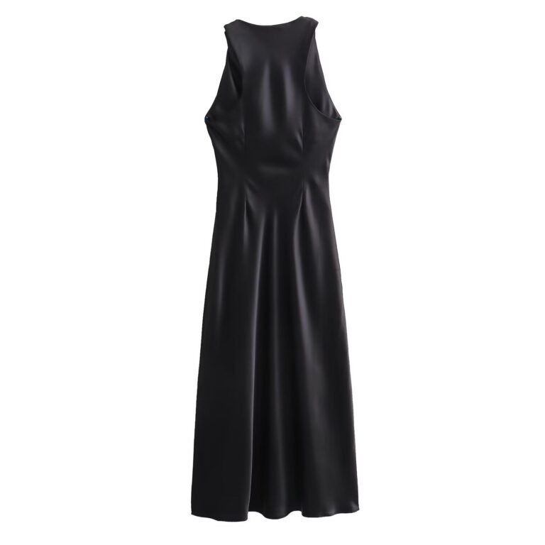 ZR foreign trade wholesale European and American style women's clothing new fashion slim silk satin texture midi dress 8372090