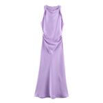 ZR foreign trade wholesale European and American style women's clothing new fashion slim silk satin texture midi dress 8372090