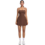 Anti-exposure bottoming sports dress with breast pads, breathable outdoor golf beauty back strap yoga tennis skirt for women