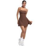 Anti-exposure bottoming sports dress with breast pads, breathable outdoor golf beauty back strap yoga tennis skirt for women