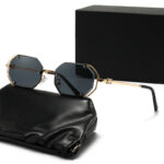 Big brand M Miujia's new polygonal metal sunglasses technology-sense hollow frame ins style sunglasses rivet lenses