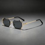 Big brand M Miujia's new polygonal metal sunglasses technology-sense hollow frame ins style sunglasses rivet lenses