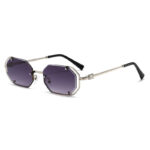 Big brand M Miujia's new polygonal metal sunglasses technology-sense hollow frame ins style sunglasses rivet lenses