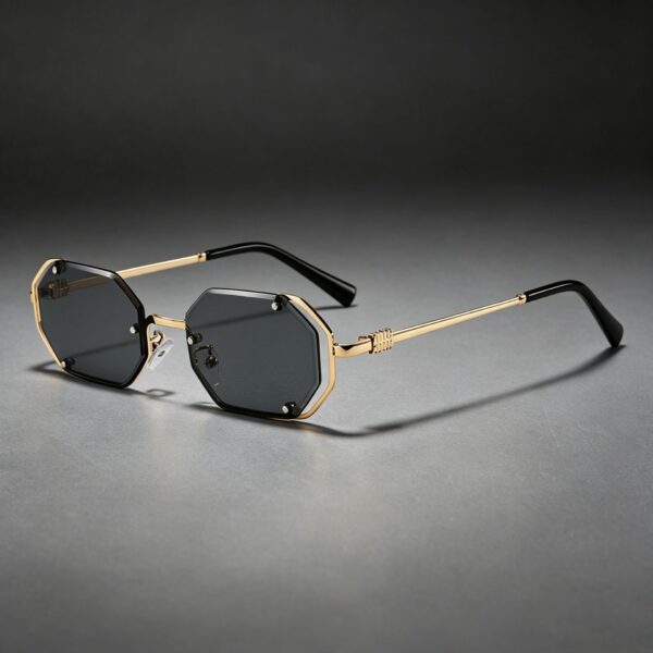 Big brand M Miujia's new polygonal metal sunglasses technology-sense hollow frame ins style sunglasses rivet lenses