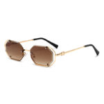 Big brand M Miujia's new polygonal metal sunglasses technology-sense hollow frame ins style sunglasses rivet lenses