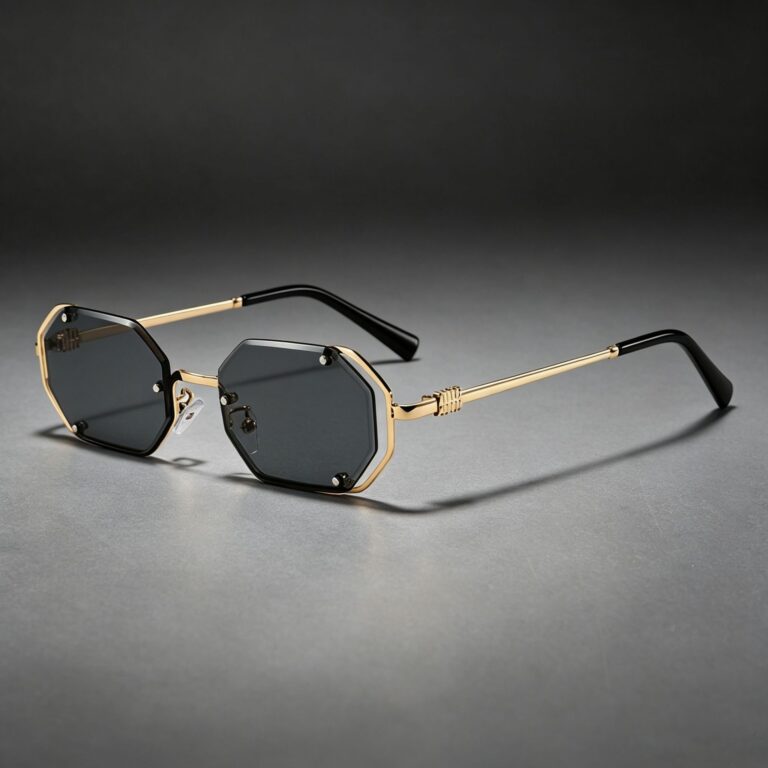 Big brand M Miujia's new polygonal metal sunglasses technology-sense hollow frame ins style sunglasses rivet lenses