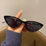 Cat-Eye Sunglasses, Fashionable Sun Protection, European and American Pc Metal Eyeglass Frames, Retro Versatile Trendy Style Sunglasses, Sunshade Goggles