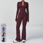 Cross-border cloud-sense long-sleeved bell pants one-piece yoga wear running fitness sports all-in-one bodysuit
