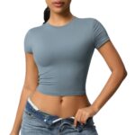 Cross-border double-sided nylon casual tight-fitting quick-drying Pilates top yoga wear short-sleeved running fitness sports T-shirt