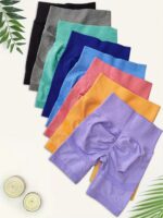 Cross-border embarrassment-free yoga shorts peach-butt women's fitness sports pants seamless summer high-elastic quick-drying tights