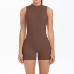 Cross-border European and American new beautiful back vest pleated buttocks short jumpsuit sports running fitness one-piece yoga suit