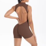 Cross-border European and American new beautiful back vest pleated buttocks short jumpsuit sports running fitness one-piece yoga suit