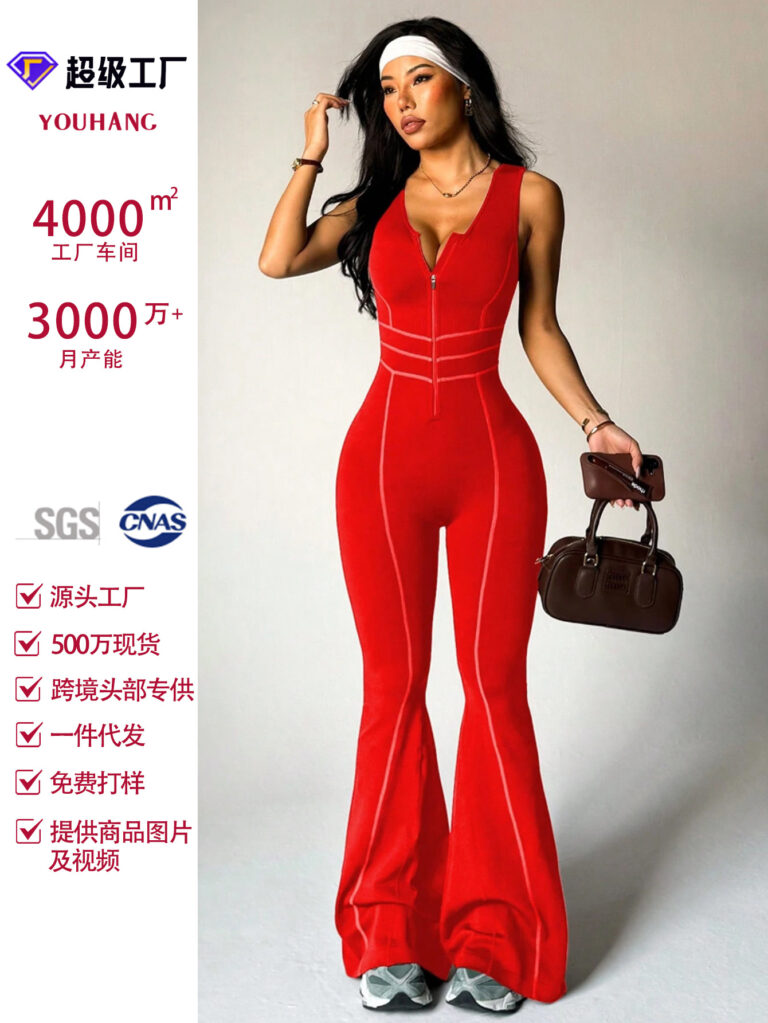 Cross-border European and American one-piece yoga wear 2026 spring new slim-fitting sleeveless fitness wear fashionable waist open back one-piece