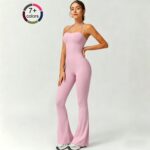 Cross-border European and American style seamless suspenders and flared trousers jumpsuit to tighten waist and lift hips for sports fitness tight-fitting yoga wear