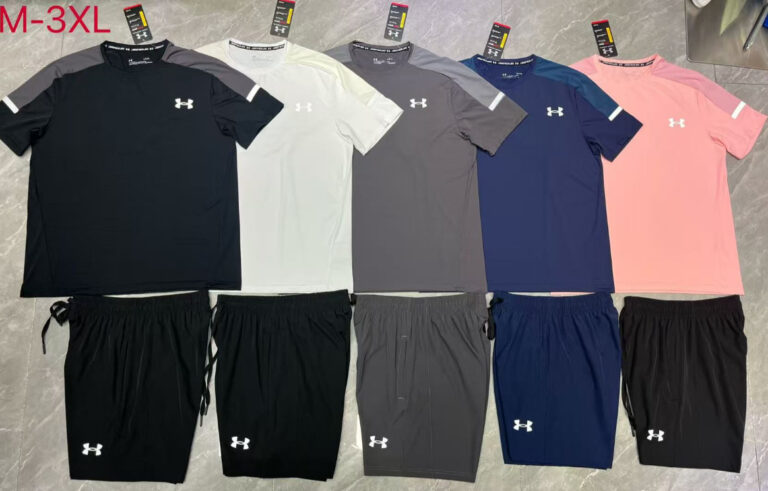 Cross-border high-quality U/A summer sports suit European and American elastic quick-drying ice silk short suit versatile for fitness training