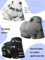 Cross-border seamless high-elastic tie-dye quick-drying sports shorts for women summer outdoor running fitness high-waisted slimming yoga pants