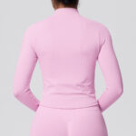 Cross-border seamless solid color tight-fitting high-elastic breathable stand-up collar zipper jacket sports running fitness yoga wear tops for women