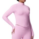 Cross-border seamless solid color tight-fitting high-elastic breathable stand-up collar zipper jacket sports running fitness yoga wear tops for women