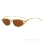 European and American cat-eye sunglasses for women, high-end oval metal ins trend fashion street photography sunglasses wholesale